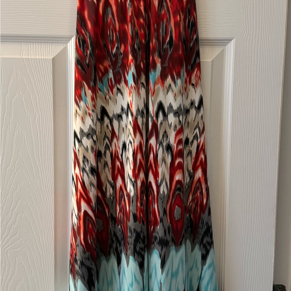 Unk Red and Black Maxi A-line Dress Resort Wear